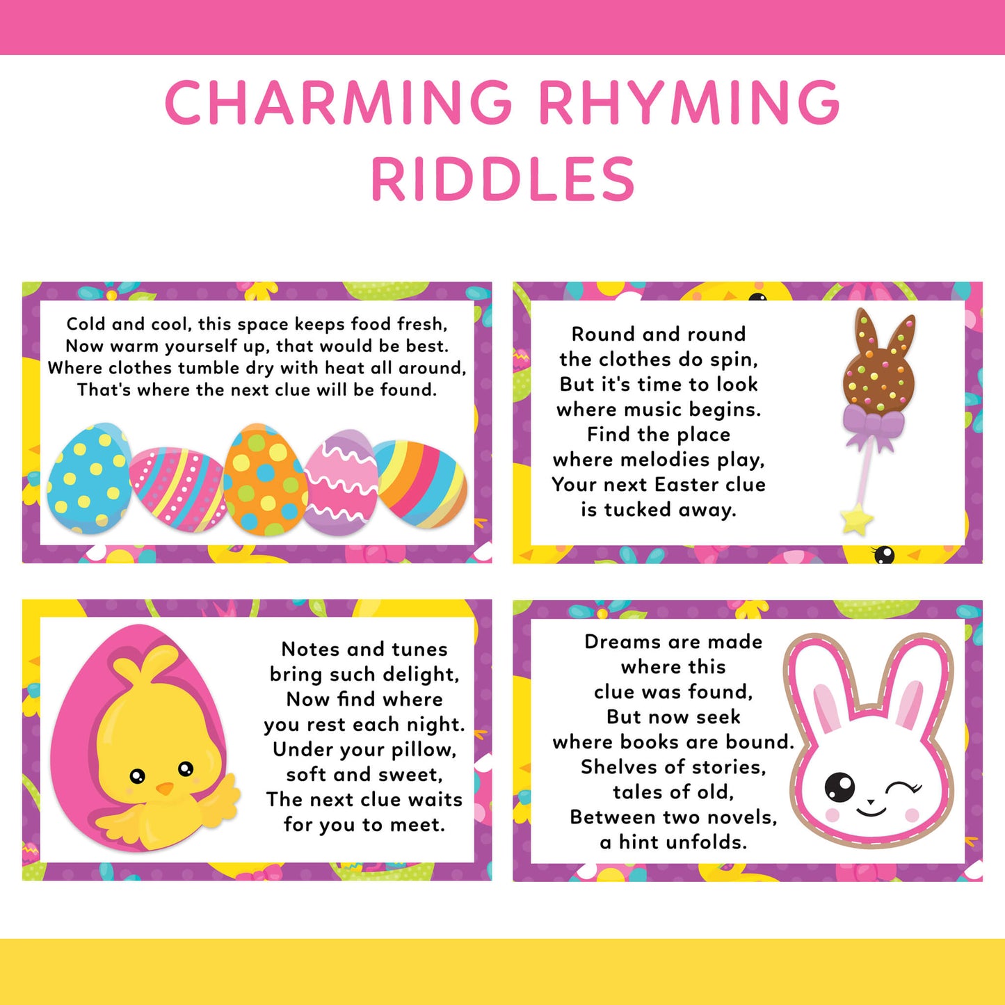 Easter Scavenger Hunt - 15 Rhyming Riddle Cards for Family Fun