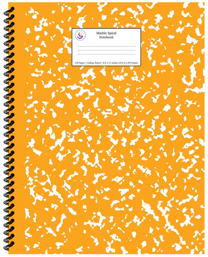 Orange Marble Spiral Notebook 8.5x11 College Ruled