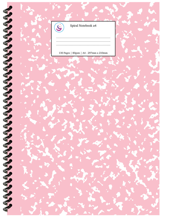 Pink Marble Spiral Notebook a4