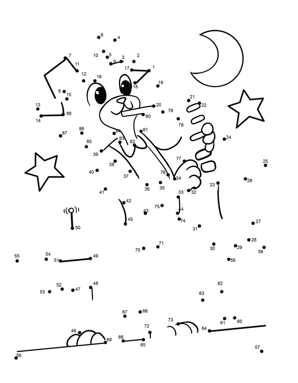 Animal playing saxophone dot to dot