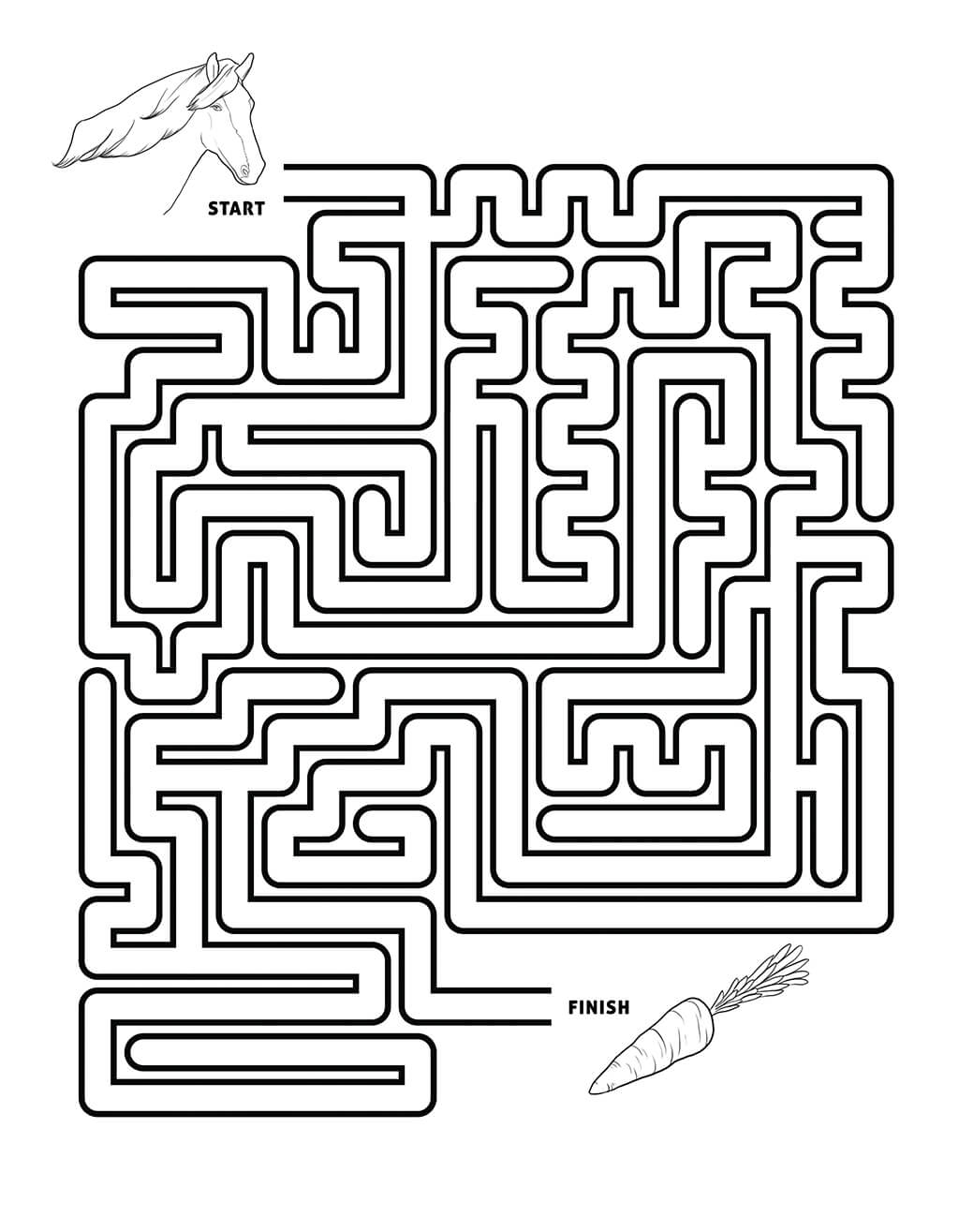 Horse and carrot maze for kids