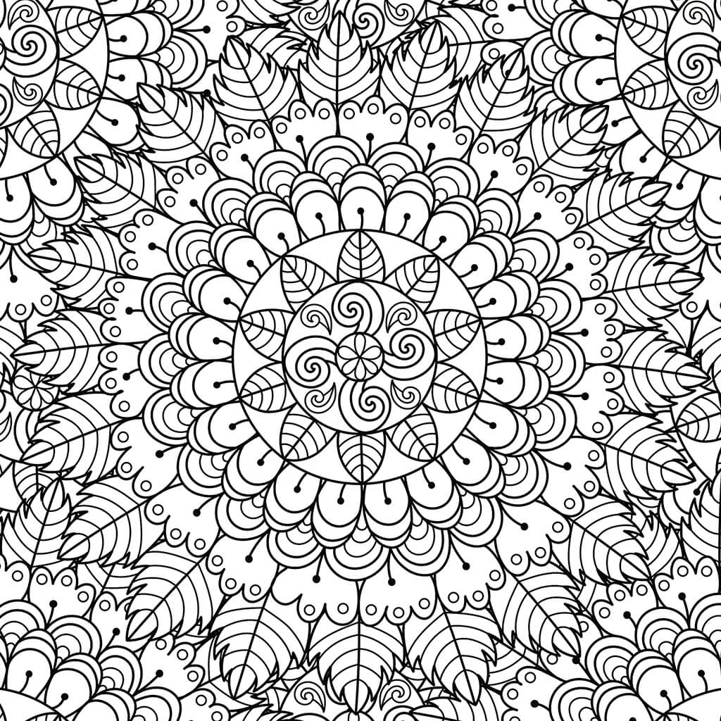 Detailed floral mandala kids coloring page