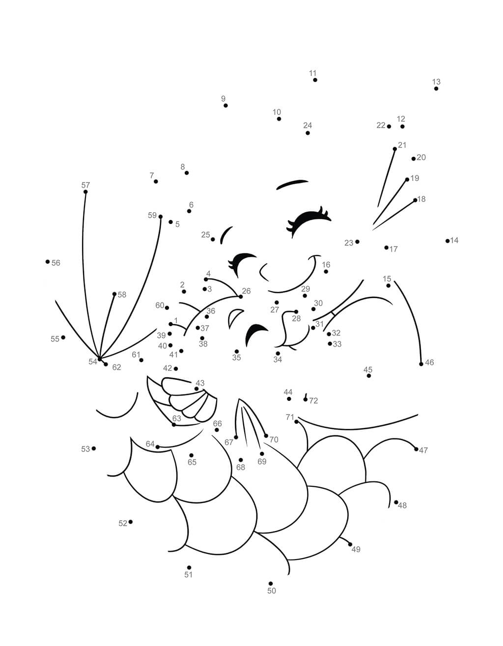 Mermaid hugging fish dot to dot