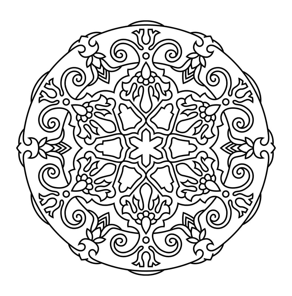 Intricate mandala coloring page for teens