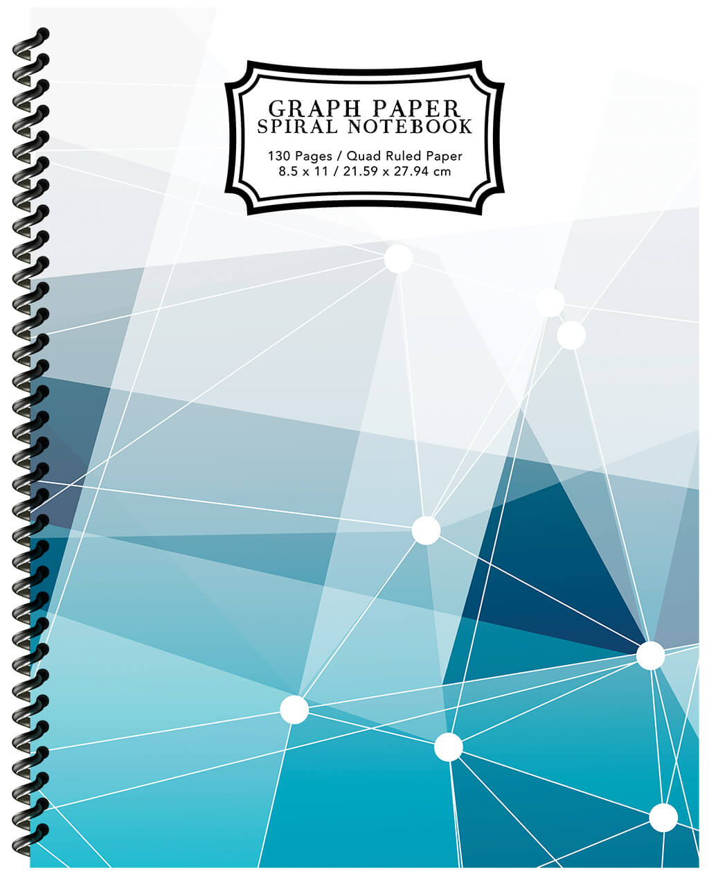 Graph Paper Notebook Spiral: Blue Abstract Lines