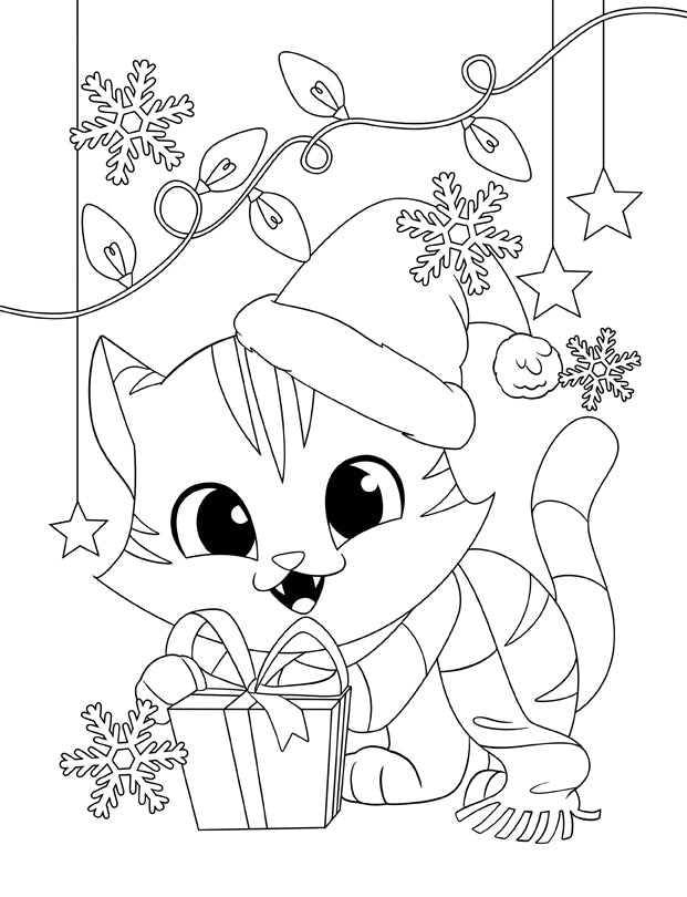 pagina da colorare di gatto e gattino