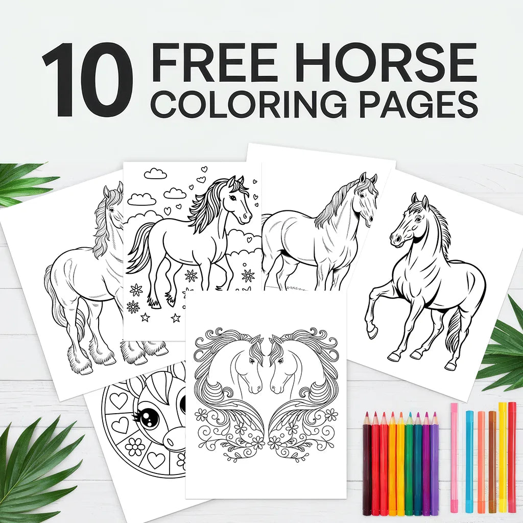 10 Free horse printable coloring pages