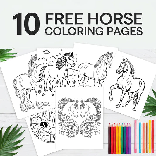 10 Free horse printable coloring pages
