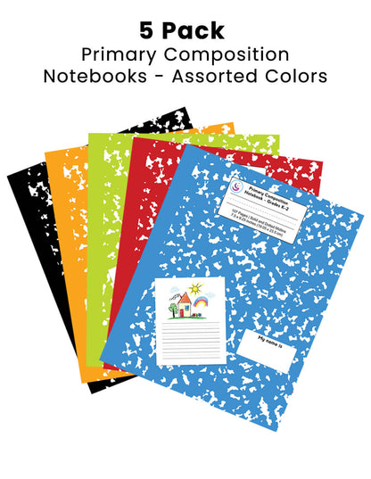 5 Pack of Primary Composition Notebooks: Assorted Colors