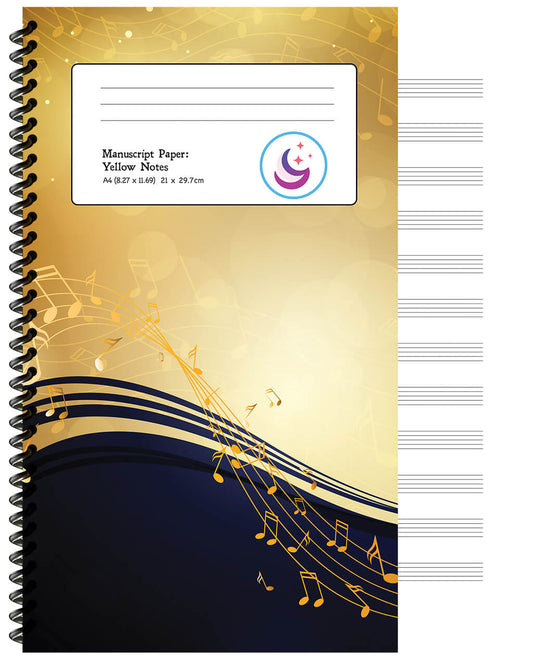 Manuscript Paper: Yellow Notes | A4 Blank Sheet Music Spiral Notebook