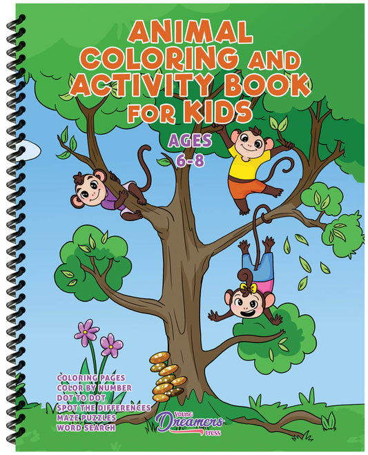 Animal Coloring and Activity Book for Kids Ages 6-8 (Spiral Edition)