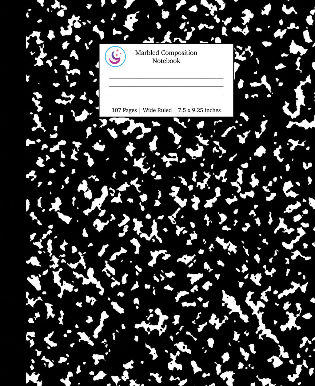 Marbled Composition Notebook: Black Marble Wide Ruled Paper – Young ...