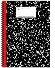 Load image into Gallery viewer, Black and Red Spine Marble Spiral Notebook a4
