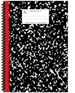 Black and Red Spine Marble Spiral Notebook a4