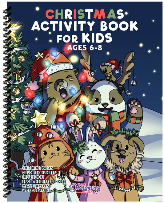 Christmas Activity Book for Kids Ages 6-8 (Spiral Edition)