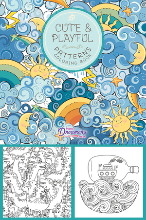Cute and Playful Patterns Coloring Book Pinterest pin preview