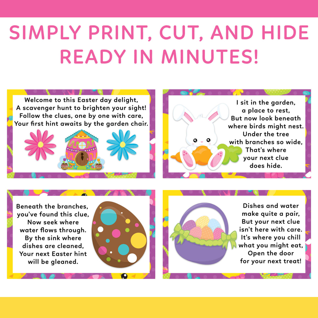 Easter Card Riddles Easter Scavenger Hunt - 15 Rhyming Riddle Cards for Family Fun