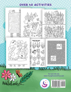 Back cover to Easter Activity Book showcasing multiple activity pages