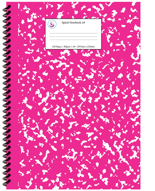 Hot Pink Marble Spiral Notebook a4