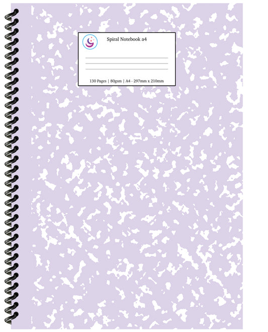 Lilac Marble Spiral Notebook a4
