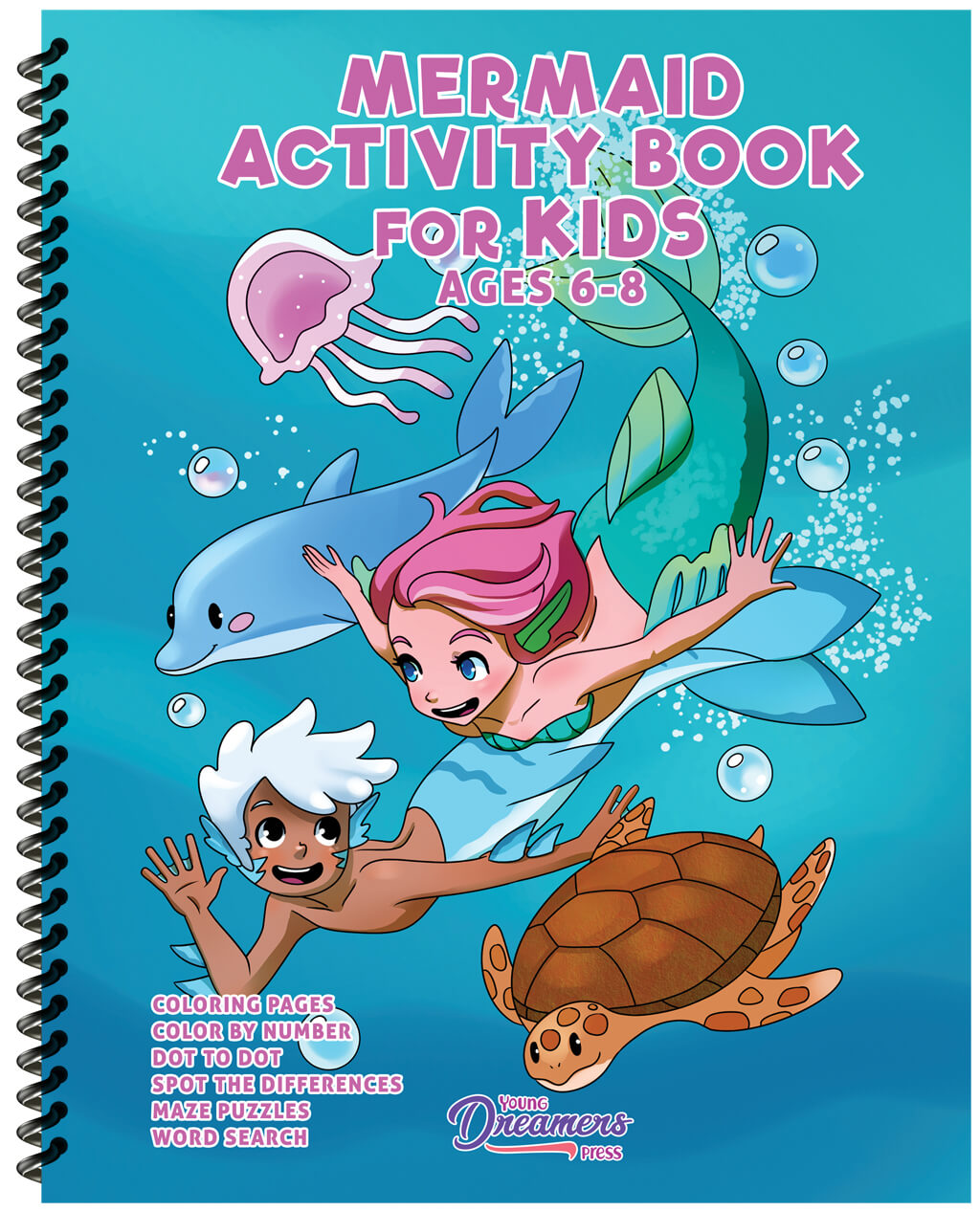 Mermaid Activity Book for Kids Ages 6-8 (Spiral Edition)