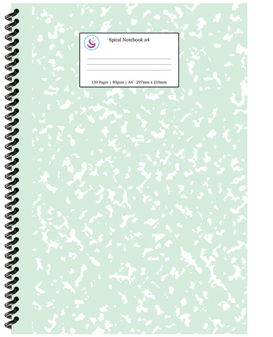 Mint Green Marble Spiral Notebook a4