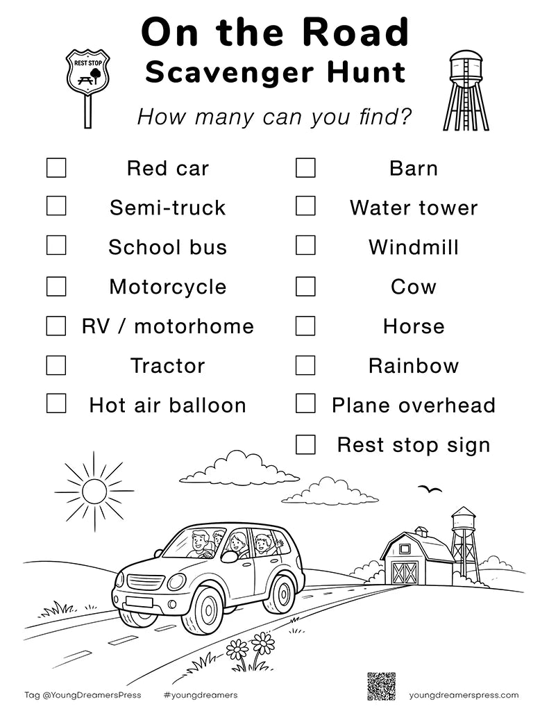 Road Trip Bingo & Scavenger Hunt Printables Pack for Kids