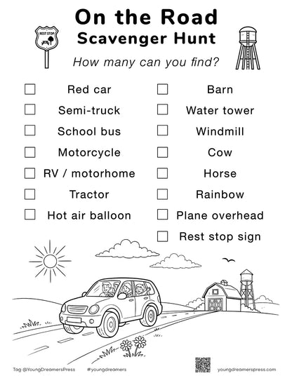 Road Trip Bingo & Scavenger Hunt Printables Pack for Kids