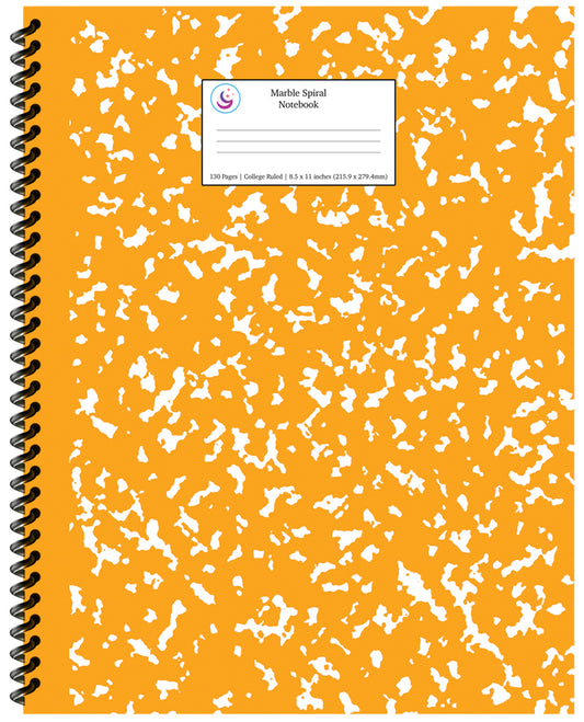 Orange Marble Spiral Notebook 8.5x11 College Ruled