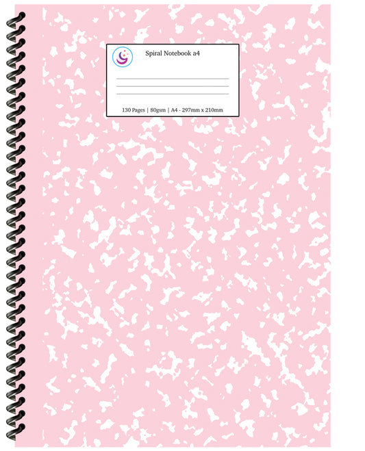 Pastel Pink Marble Spiral Notebook a4