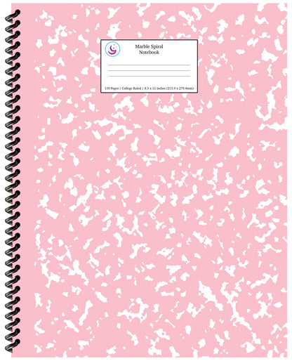Pink Marble Spiral Notebook 8.5x11 College Ruled