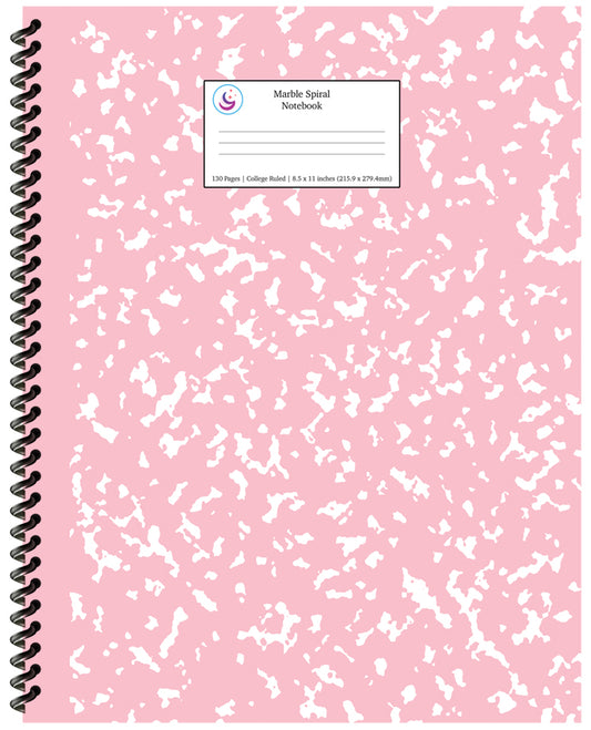 Pink Marble Spiral Notebook 8.5x11 College Ruled