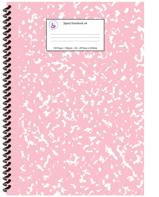 Pink Marble Spiral Notebook a4