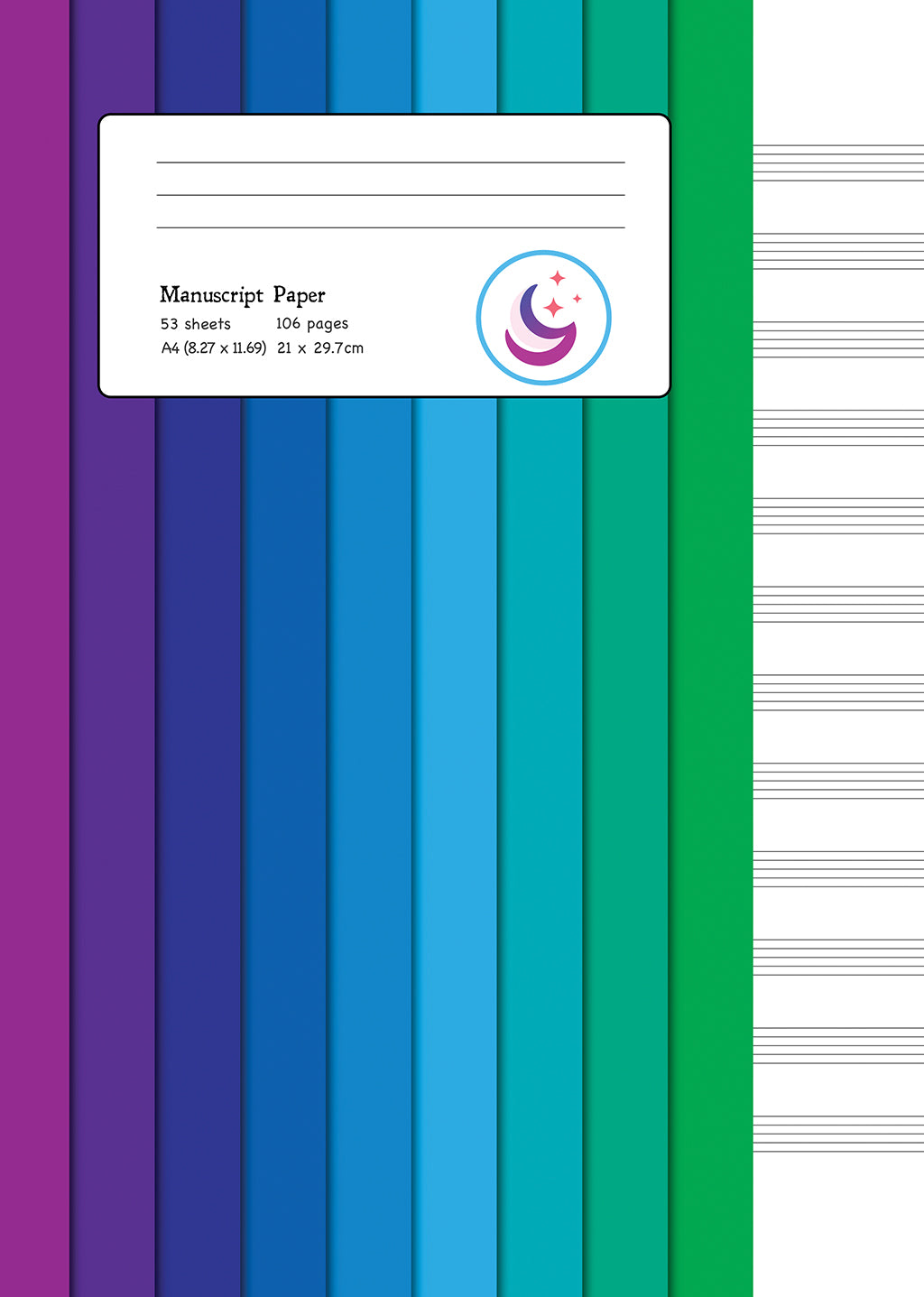 Manuscript Paper: Colour Spectrum | A4 Blank Sheet Music Notebook