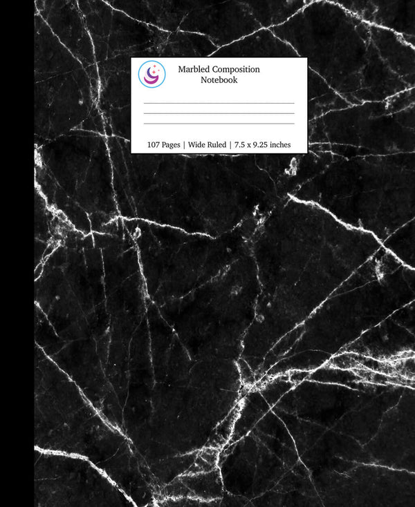 Marbled Composition Notebook: Black Marble Paper | Wide Ruled Notebook ...