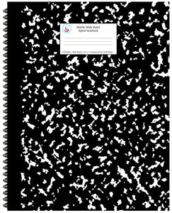 Black Marble Wide Ruled Spiral Notebook