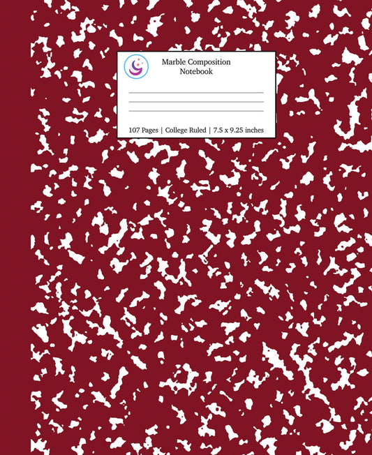 Burgundy Red College Ruled Notebook