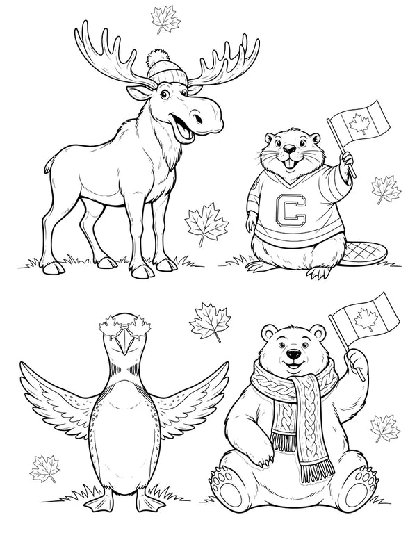Free printable Free Canada Day Animals Coloring Page for Kids coloring page for kids