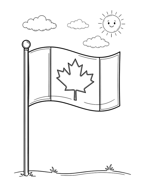 Free printable Free Canadian Flag Coloring Page for Kids coloring page for kids
