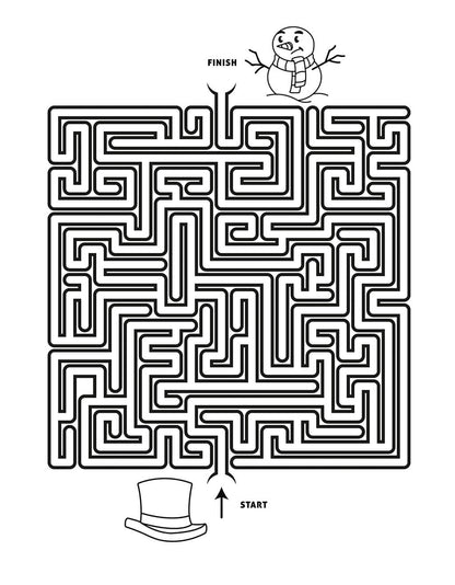 Snowman maze puzzle for kids
