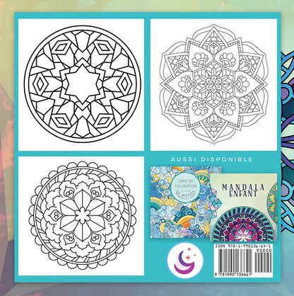 Quatrième de couverture – livre de coloriage mandala facile pour enfants dès 6 ans