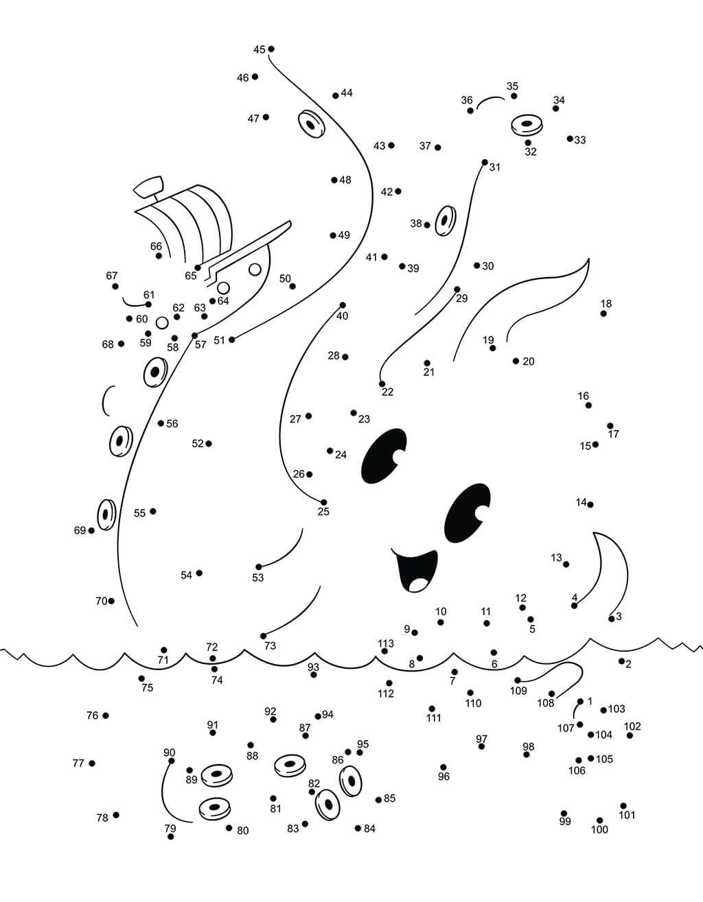 Octopus with ship dot to dot