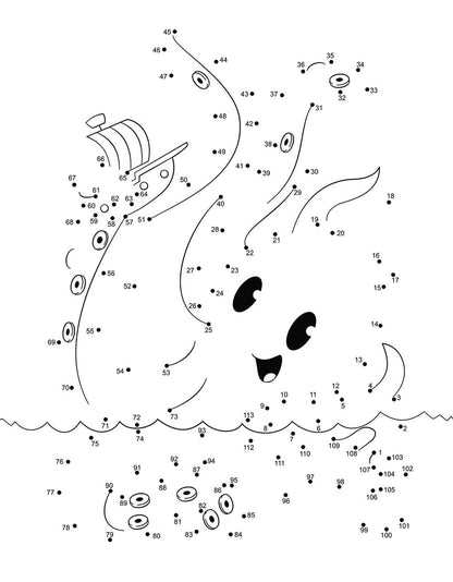 Octopus with ship dot to dot