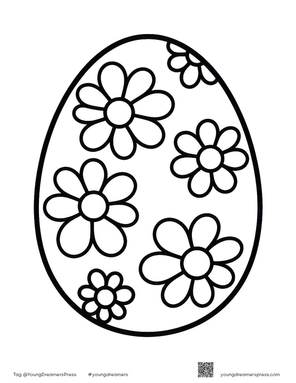 Free printable Free Easter Egg Coloring Page with Floral Pattern coloring page for kids