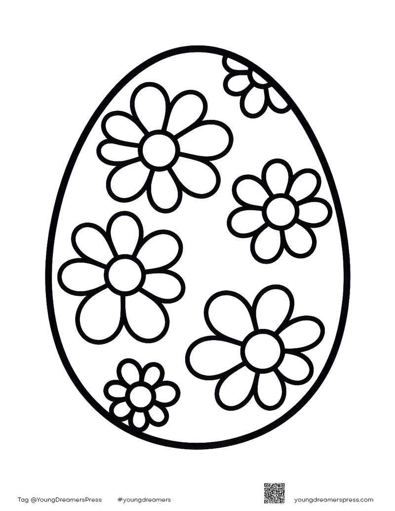 Free Easter Egg Coloring Page with Floral Pattern