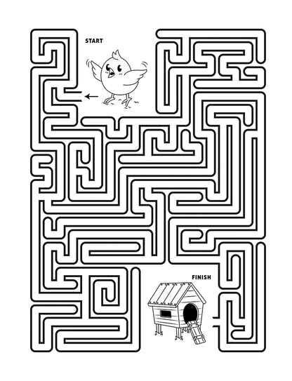 Easter maze puzzle for kids — help the chick find its way to the birdhouse