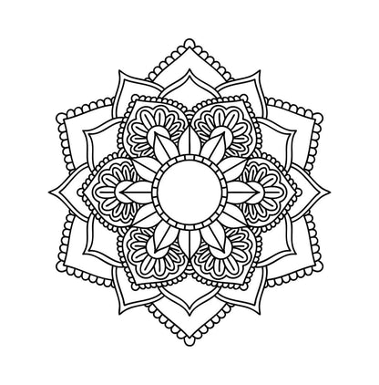 Floral inspired mandala coloring page with simple shapes and design