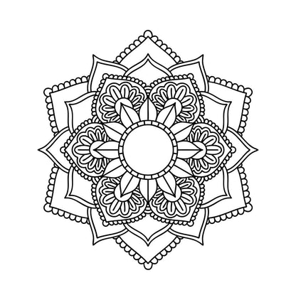 Floral inspired mandala coloring page with simple shapes and design