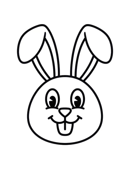 Free Easter coloring page for toddlers featuring a simple smiling Easter bunny face