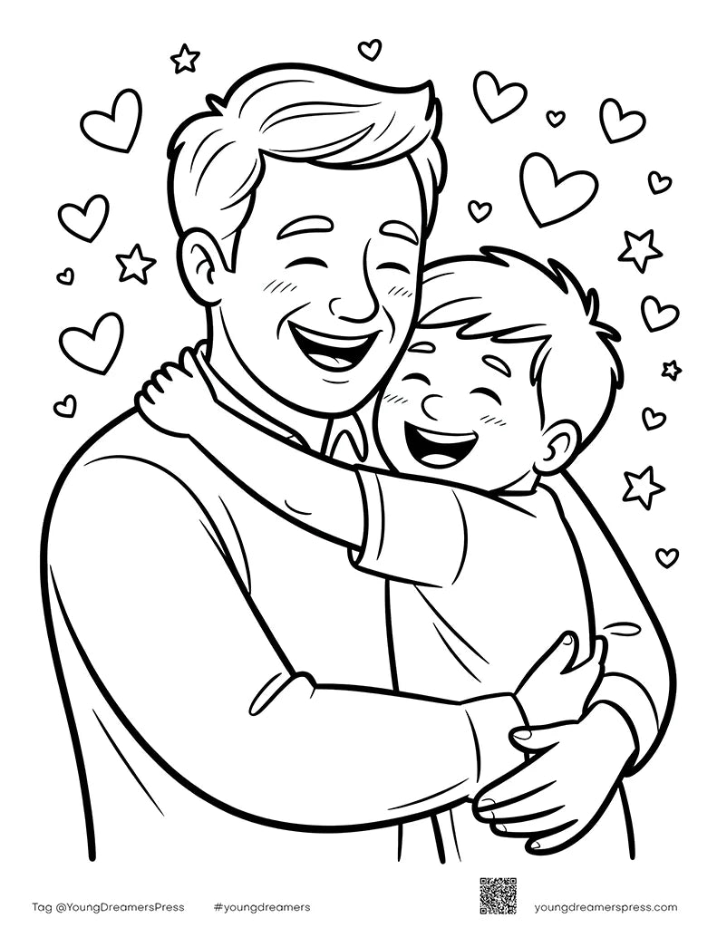 Free Dad and Child Hugging Coloring Page